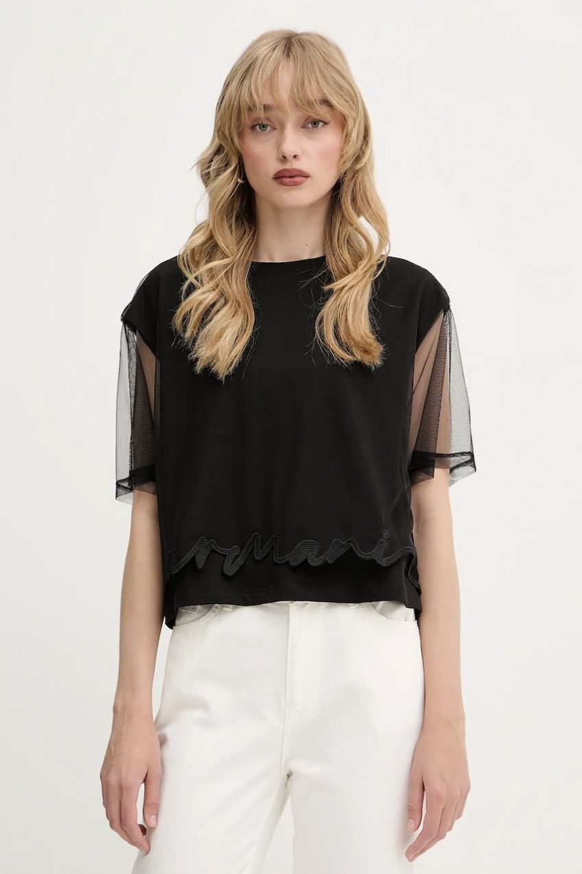Tričko Armani Exchange dámske, čierna farba, XW000541 AF10359