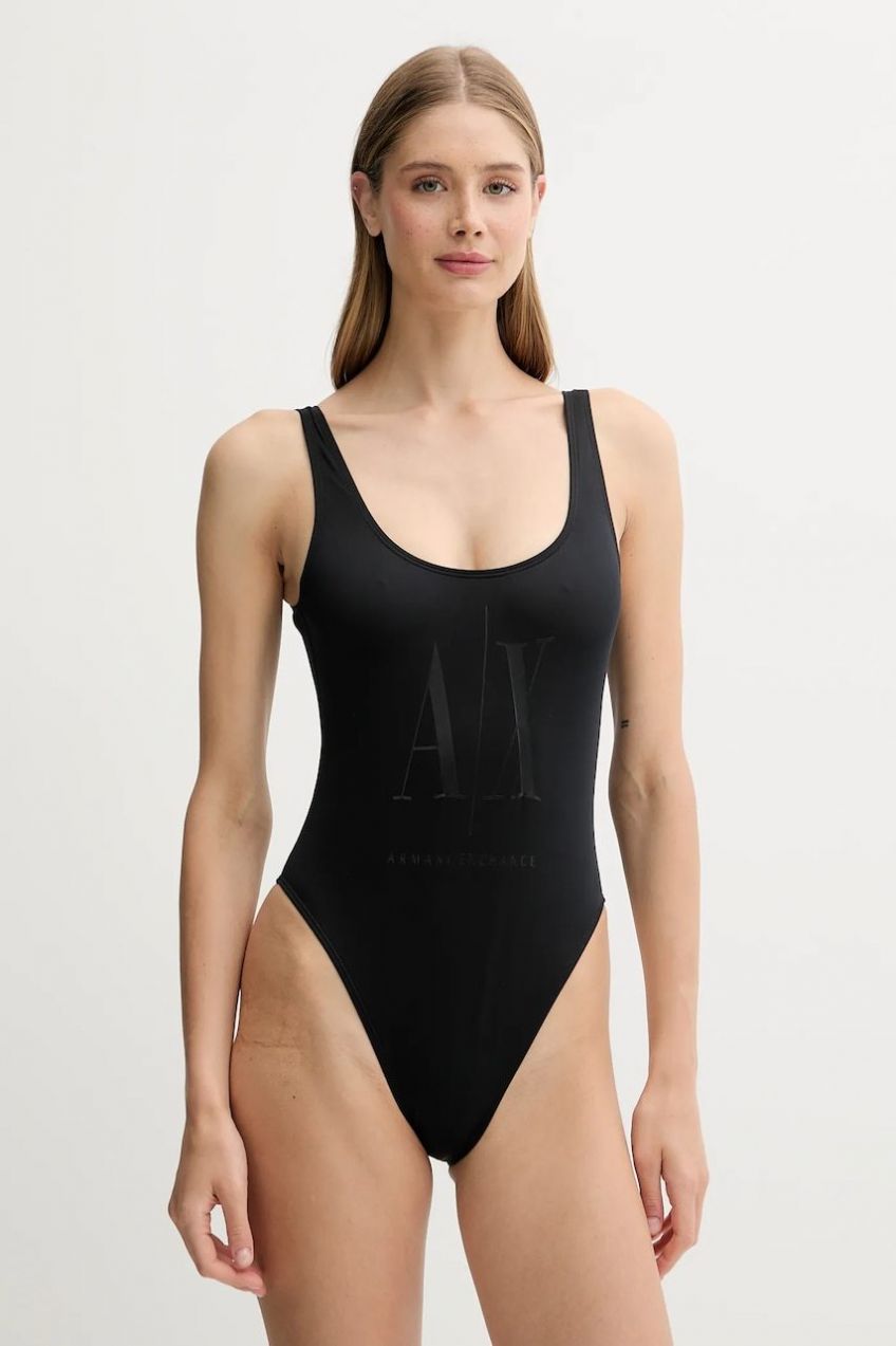 Jednodielne plavky Armani Exchange čierna farba, mäkké košíky, XW000912 AF13650
