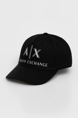 Bavlnená šiltovka Armani Exchange čierna farba, s nášivkou, XW000873 AF13334