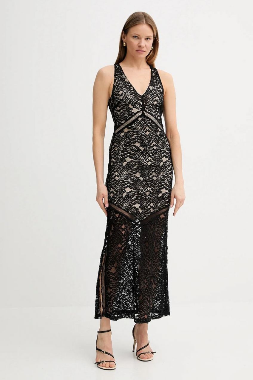 Šaty Guess CHRISTEL čierna farba, maxi, priliehavé, W5GK37 KCS90