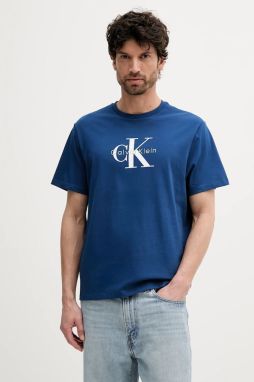 Tričko Calvin Klein Jeans pánske, fialová farba, s potlačou, LV04RB862G