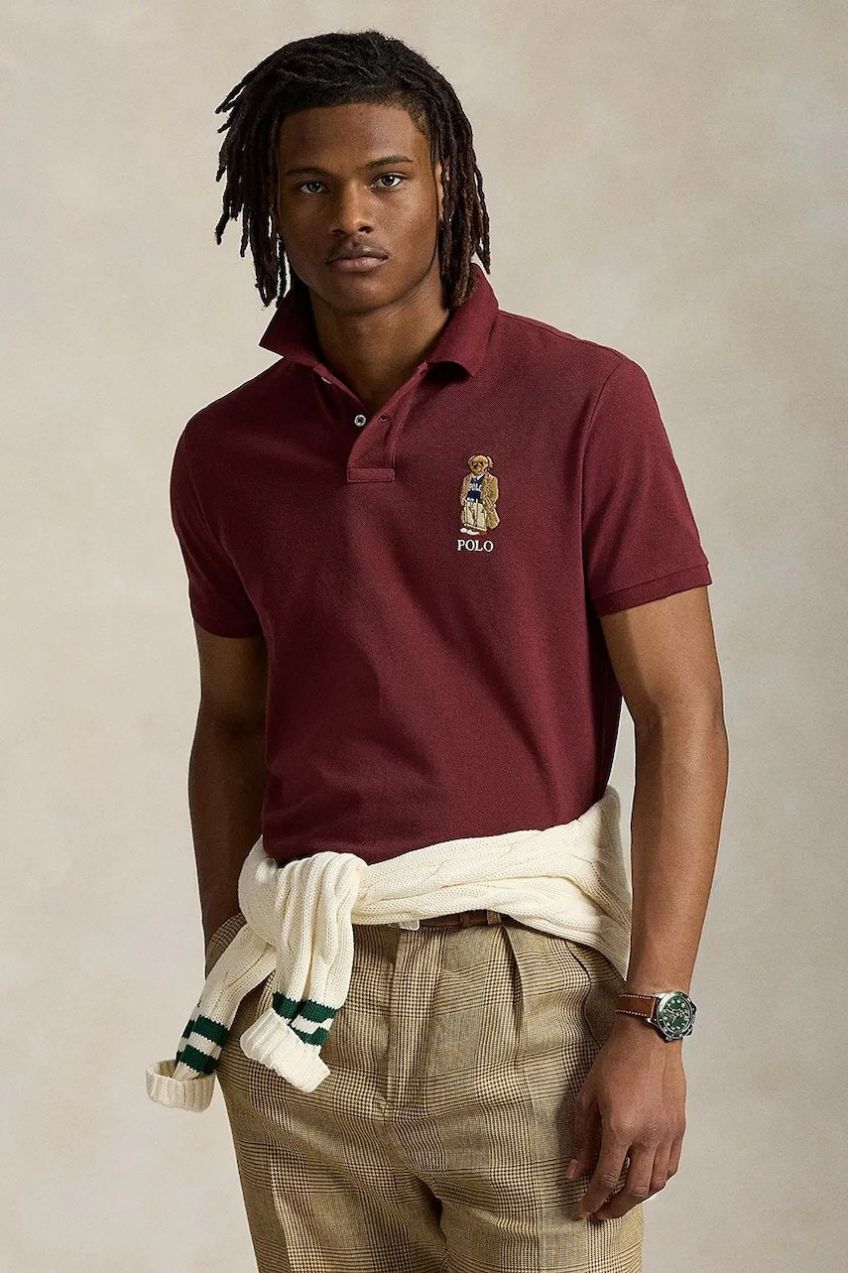 Bavlnené polo tričko Polo Ralph Lauren Sskccmslm1 Short Sleeve bordová farba, jednofarebné, 710973159