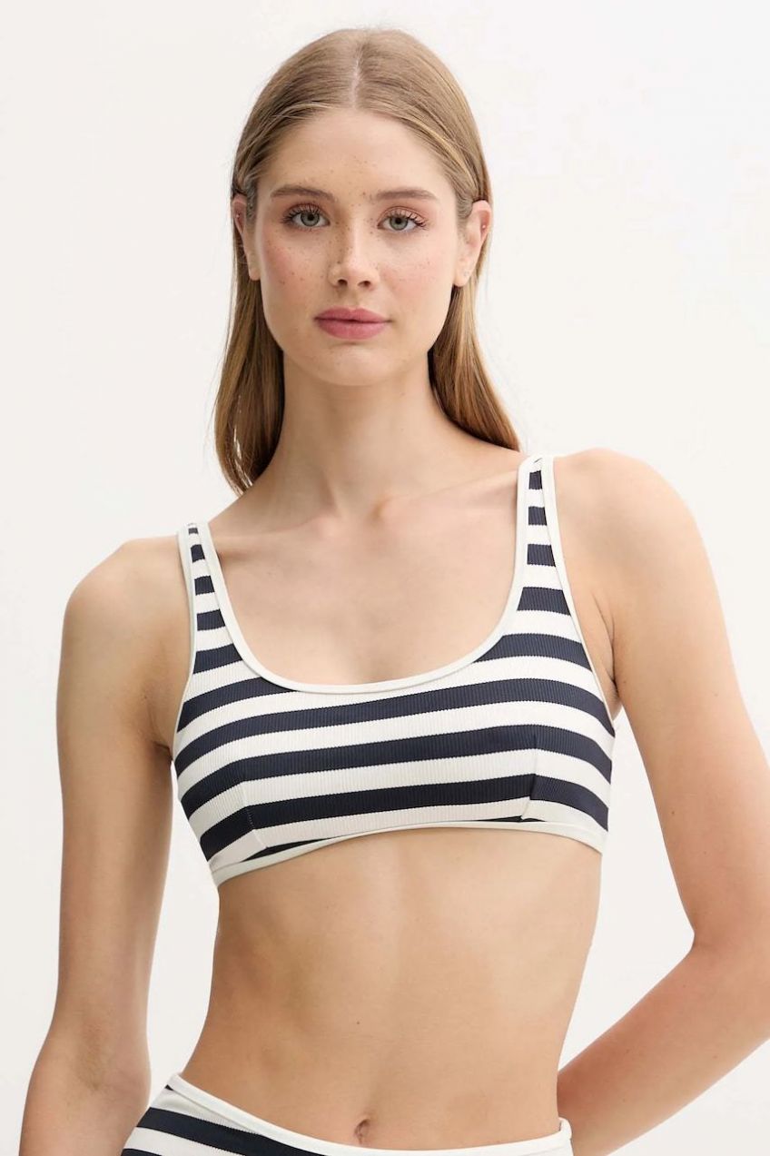 Plavková podprsenka Tommy Hilfiger tmavomodrá farba, mäkké košíky, UW0UW05807