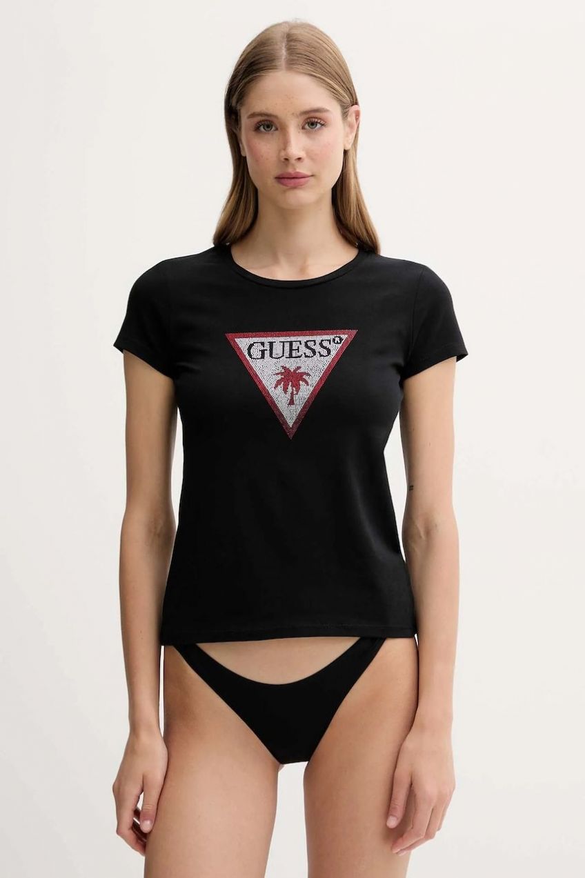 Tričko Guess dámske, čierna farba, E5GI08 J1314