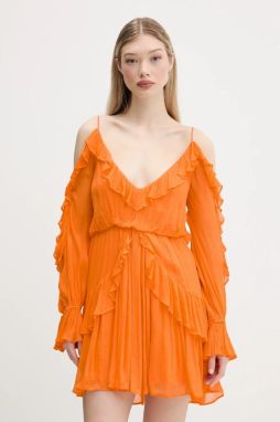 Šaty Desigual METZ oranžová farba, mini, áčkový strih, 25SWVW15