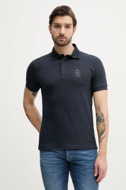 Bavlnené polo tričko Aeronautica Militare pánske, tmavomodrá farba, jednofarebné, PO1868P347