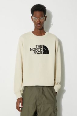 Bavlnená mikina The North Face M Drew Peak Crew Light pánska, béžová farba, s nášivkou, NF0A4T1E3X41