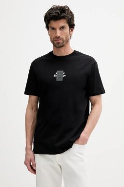 Bavlnené tričko Armani Exchange pánske, čierna farba, s potlačou, XM000767 AF12308