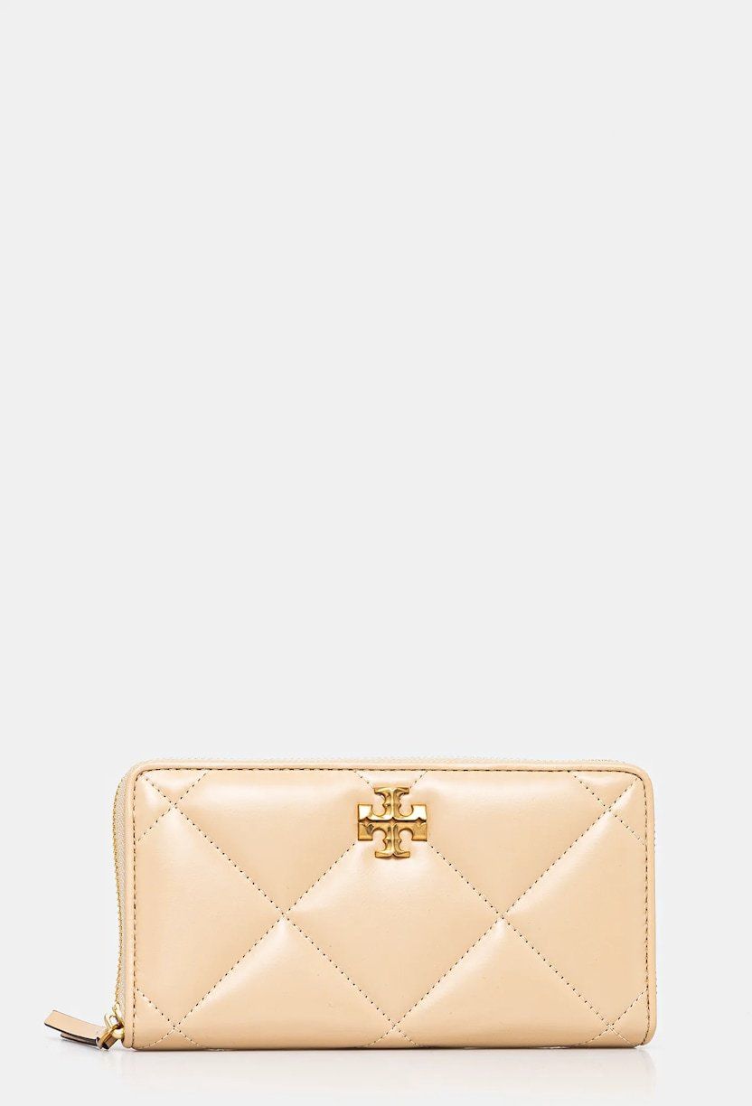 Kožená peňaženka Tory Burch Kira Diamond Quilt béžová farba, 154989-700