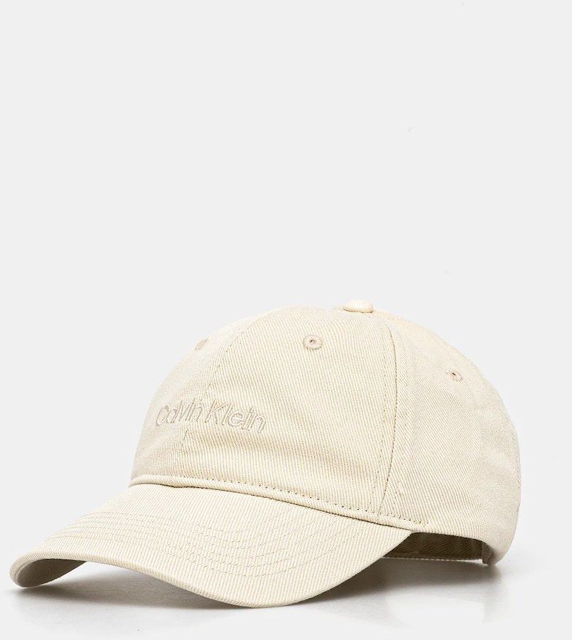 Bavlnená šiltovka Calvin Klein béžová farba, s nášivkou, LV04K5065G