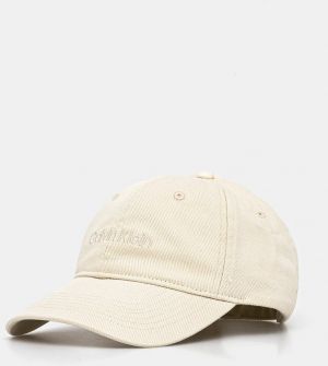 Bavlnená šiltovka Calvin Klein béžová farba, s nášivkou, LV04K5065G