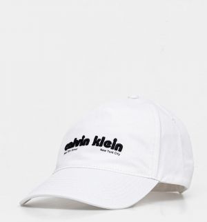 Bavlnená šiltovka Calvin Klein biela farba, s nášivkou, LV04G5061G