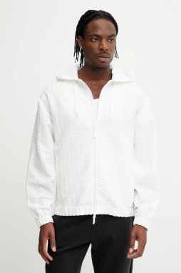 Mikina EA7 Emporio Armani biela farba, s kapucňou, jednofarebná, AF13409.7M000186
