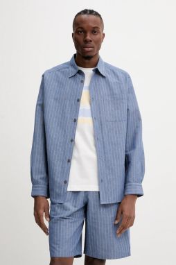 Košeľa s prímesou ľanu A.P.C. chemise malo voľný strih, s klasickým golierom, COHFW.H12532