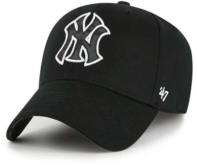Bavlnená šiltovka 47 brand MLB New York Yankees čierna farba, s nášivkou, B-FIJMP17CTP-BK