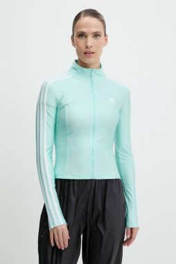Mikina adidas Originals 3-Stripes tyrkysová farba, s nášivkou, JC5579