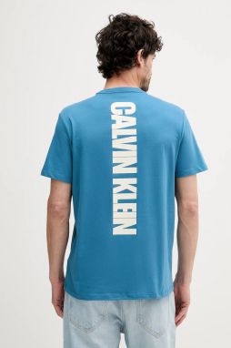 Bavlnené tričko Calvin Klein Jeans pánske, tyrkysová farba, s potlačou, LV04RC846G