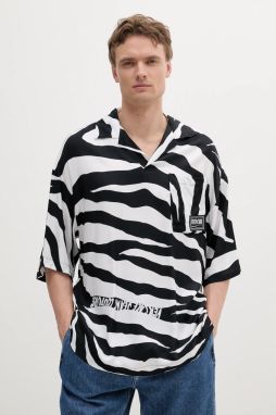 Polo tričko Versace Jeans Couture pánske, čierna farba, vzorovaná, 78GAG628 NS595