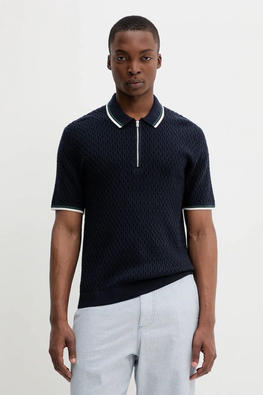 Polo tričko Abercrombie & Fitch pánske, tmavomodrá farba, jednofarebná, KI120-5086