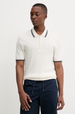 Polo tričko Abercrombie & Fitch pánske, béžová farba, jednofarebná, KI120-5086