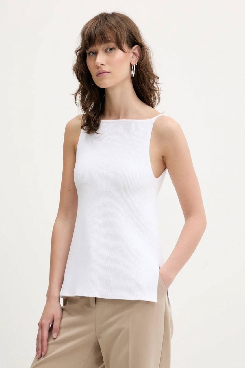 Top Abercrombie & Fitch biela farba, KI150-5209
