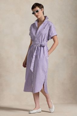 Bavlnené šaty Polo Ralph Lauren fialová farba, midi, rovný strih, 211959911