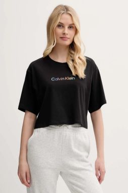 Bavlnené elegantné tričko Calvin Klein Underwear čierna farba, LV00QS7470