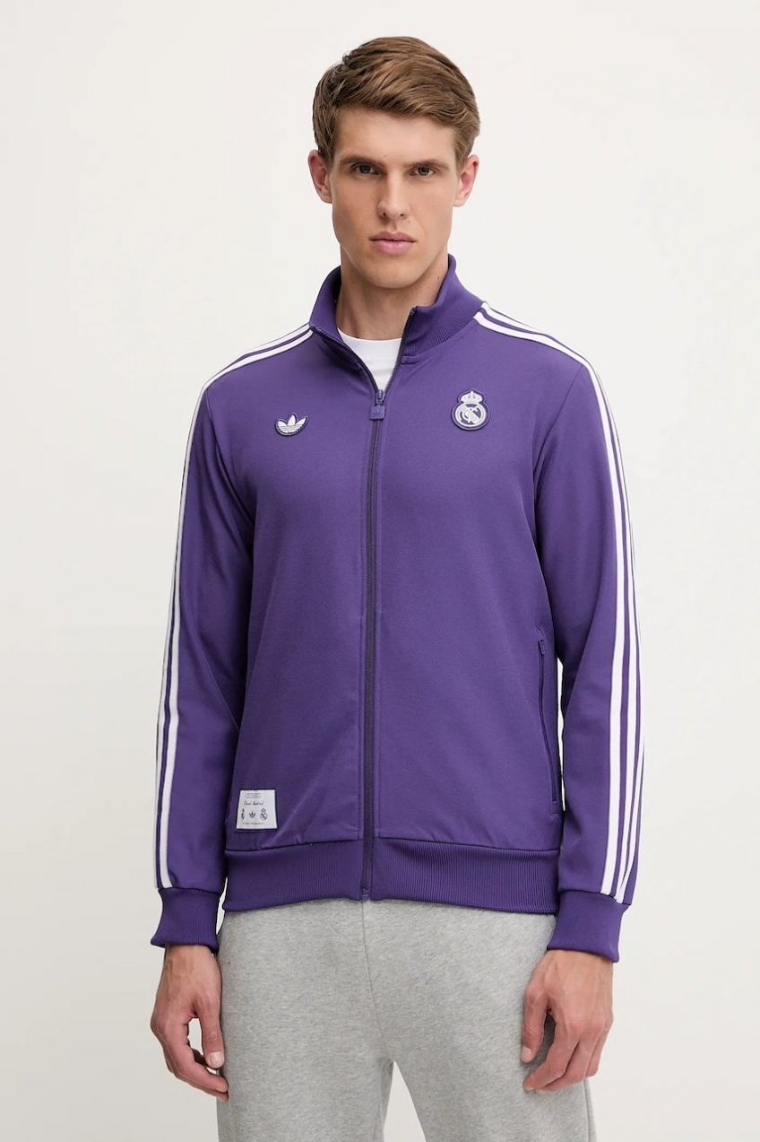 Mikina adidas Originals REAL ICON TT fialová farba, vzorovaná, JF2582