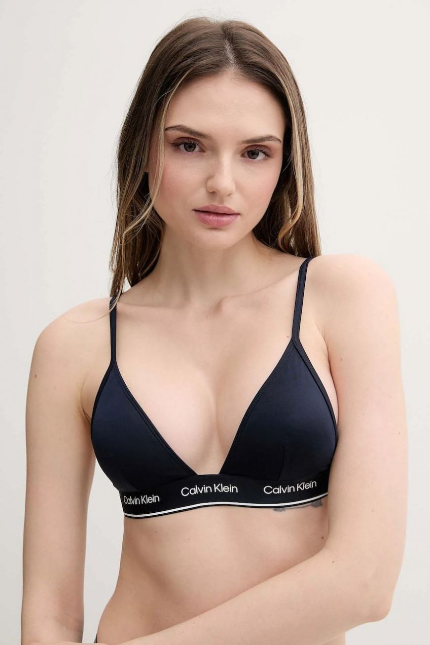 Plavková podprsenka Calvin Klein biela farba, jemne vystužený košík