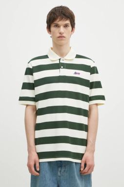 Bavlnené polo tričko ICECREAM Running Dog Ss Striped Rugby Top zelená farba, vzorované, IC24468