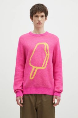 Sveter s prímesou vlny ICECREAM Popsicle Crewneck pánsky, ružová farba, IC24436