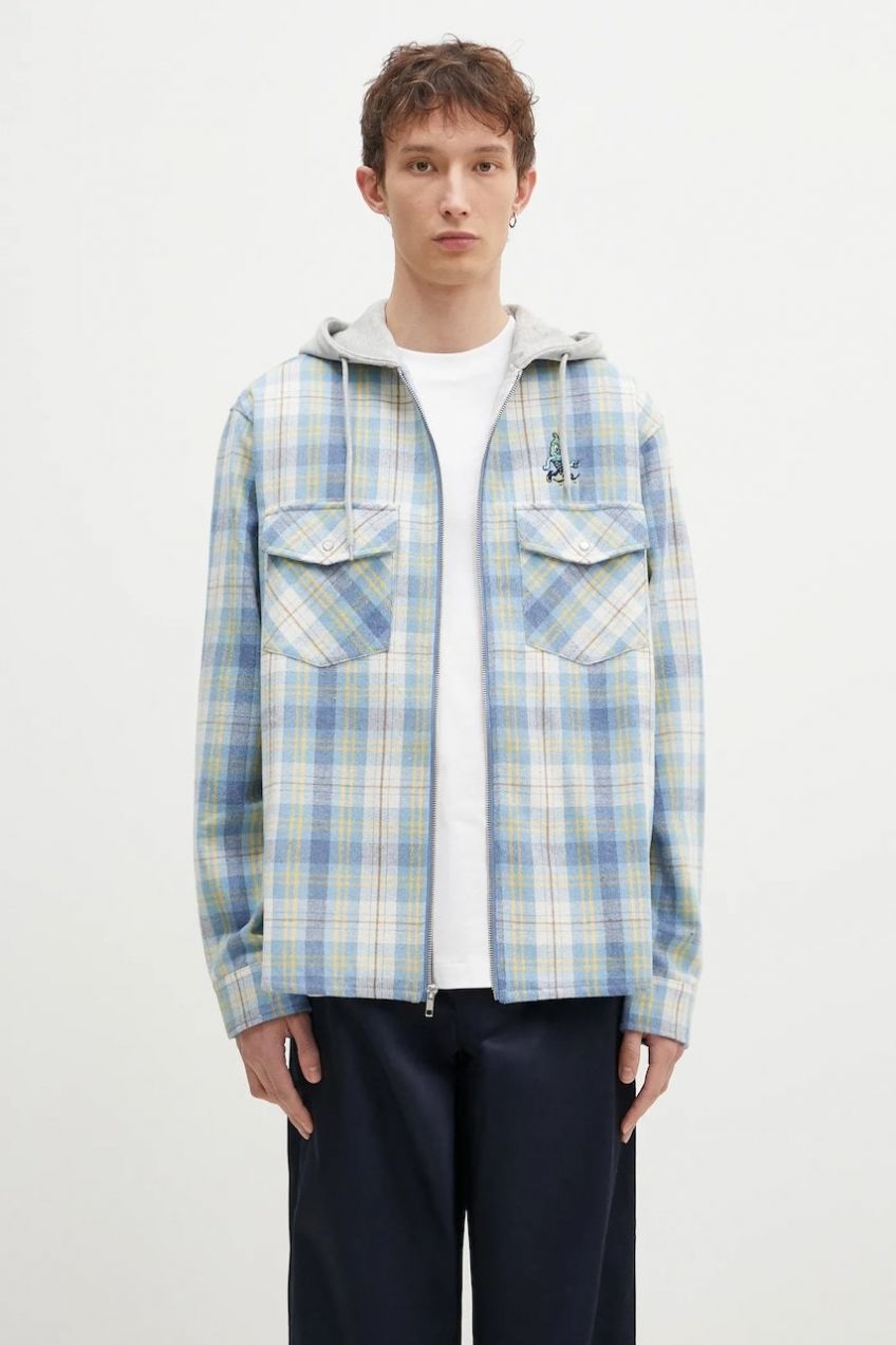 Košeľa s prímesou vlny ICECREAM Hooded Flannel Zip Through voľný strih, IC24435