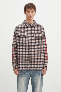 Košeľa s prímesou vlny Billionaire Boys Club Check Shirt béžová farba, regular, s klasickým golierom, B24429