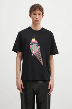 Bavlnené tričko ICECREAM Cone Man pánske, čierna farba, s potlačou, IC24483