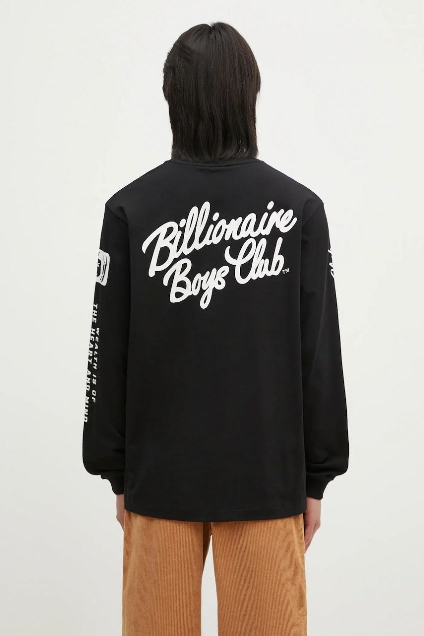 Bavlnené tričko s dlhým rukávom Billionaire Boys Club Multi Print Longsleeve čierna farba, s potlačou, B24456