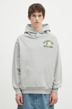 Bavlnená mikina Billionaire Boys Club Duck Varsity Embroidered Popover Hood pánska, šedá farba, s kapucňou, s nášivkou, B24451