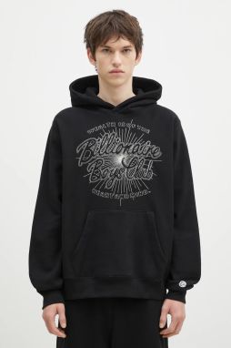 Bavlnená mikina Billionaire Boys Club Script Logo Chainstitch Popover Hood pánska, čierna farba, s kapucňou, s nášivkou, B24448