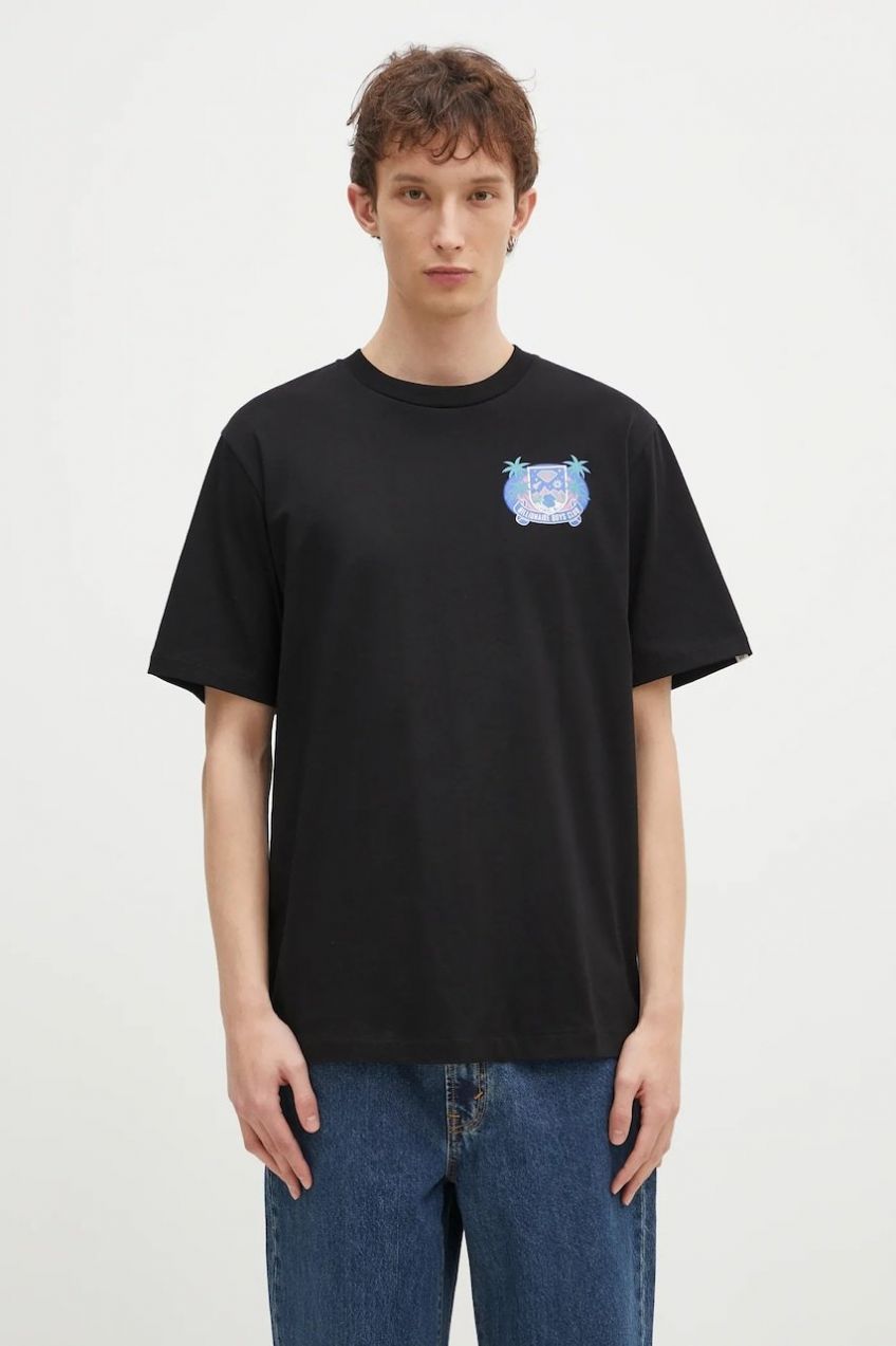 Bavlnené tričko Billionaire Boys Club Tropical Crest pánske, čierna farba, s potlačou, B24461