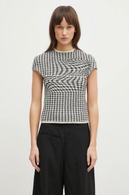 Blúzka MM6 Maison Margiela dámska, béžová farba, vzorovaná, S52NC0346