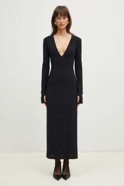 Šaty MM6 Maison Margiela čierna farba, maxi, priliehavá, S52DG0026