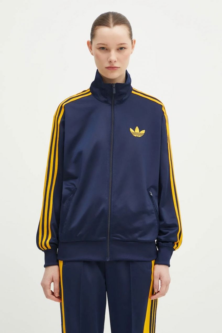 Mikina adidas Originals Firebird Tracktop dámska, tmavomodrá farba, s nášivkou, JP2298