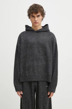Sveter s prímesou vlny MKI MIYUKI ZOKU Mohair Blend Knit Hoody pánsky, šedá farba, MOHAIR.BLEND.KNIT.HO.BL