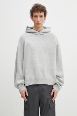 Sveter s prímesou vlny MKI MIYUKI ZOKU Mohair Blend Knit Hoody pánsky, šedá farba, teplý, MOHAIR.BLEND.KNIT.HOODY