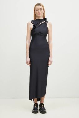 Šaty Coperni Asymmetric Flower čierna farba, maxi, priliehavá, COPR44545C