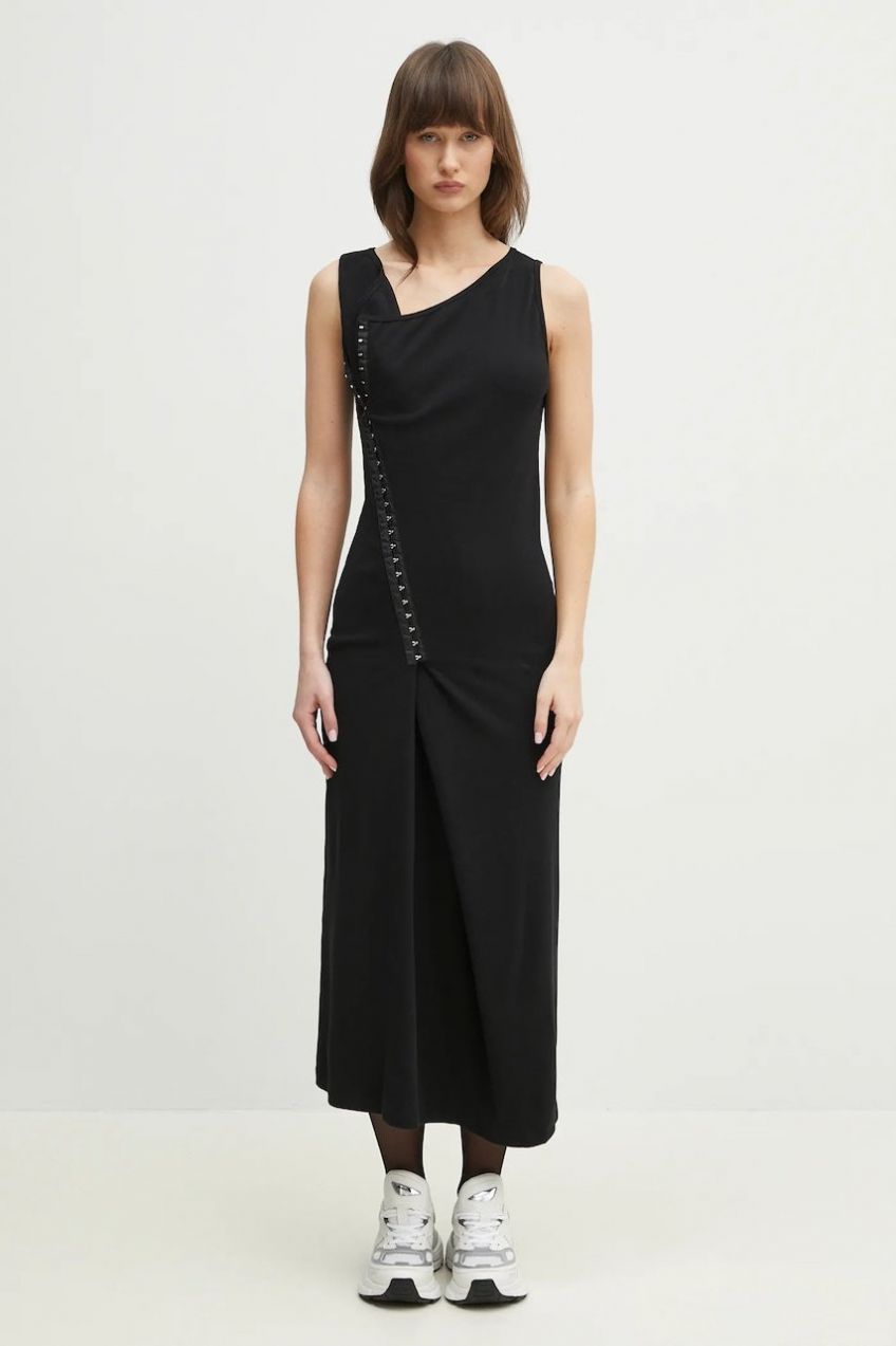 Šaty MM6 Maison Margiela čierna farba, maxi, priliehavá, S52CT0786