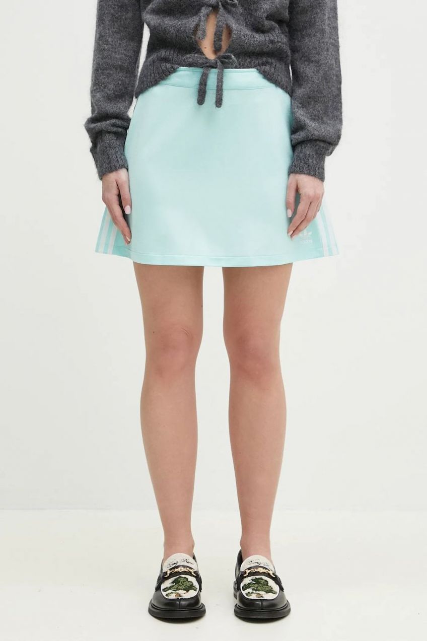 Sukňa adidas Originals 3S Mini Skirt tyrkysová farba, mini, áčkový strih, JP3653