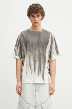Bavlnené tričko Marcelo Burlon Fire Heart Spray Boxy T-Shirt Ecru Mediu pánske, béžová farba, vzorované, CMAA05AS25JER0096F06