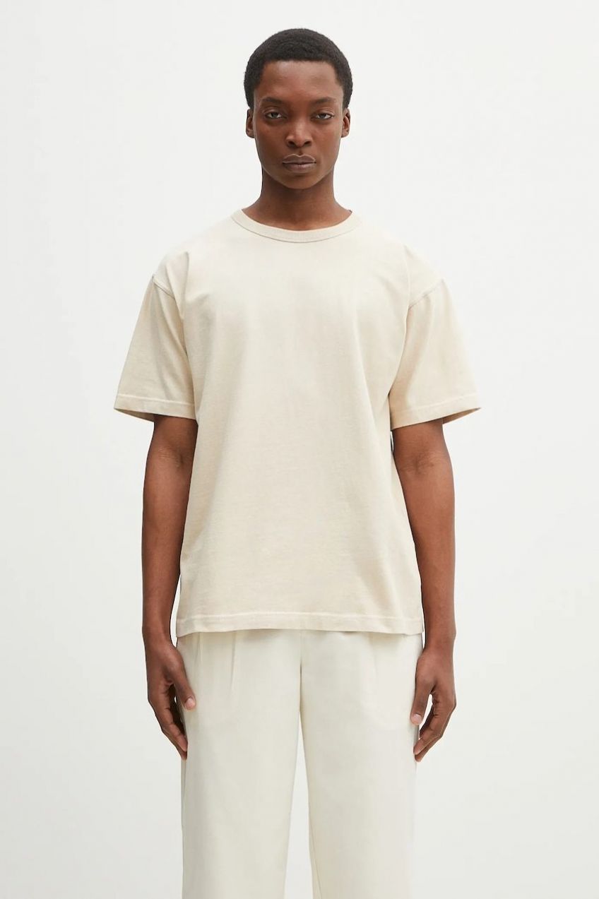 Bavlnené tričko Norse Projects Simon Heavy T-shirt pánske, béžová farba, jednofarebné, N01.0687.2064