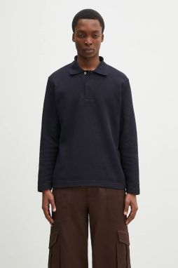 Sveter Norse Projects Ruben Double Face LS Polo pánsky, tmavomodrá farba, N10.0214.7004