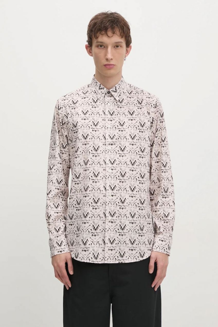 Bavlnená košeľa Paul Smith pánska, béžová farba, regular, s klasickým golierom, M1R-901U-P02598